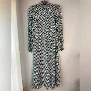 Reformation Stevi Geometric Turtleneck Long Sleeve Dress in Mosaic